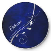 Silver Leaf Swirl Royal Blue