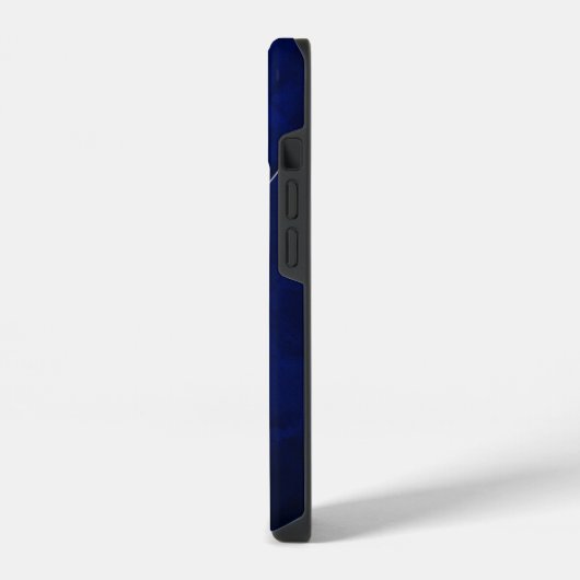 Silver Leaf Swirl Royal Blue Monogram iPhone Hülle (Linke Seite)