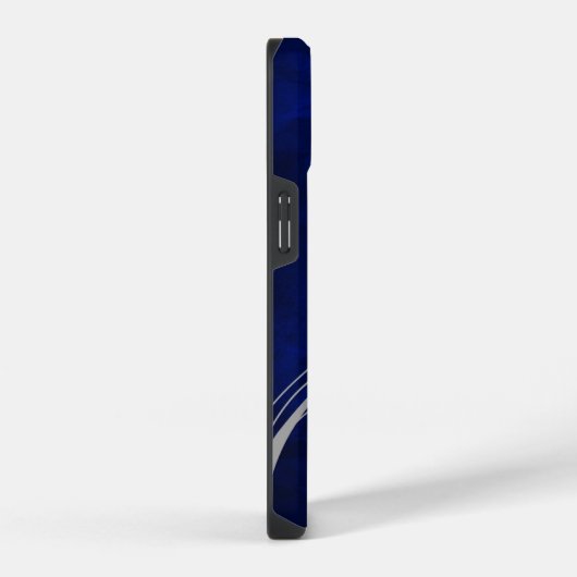 Silver Leaf Swirl Royal Blue Monogram iPhone Hülle (Rechte Seite)