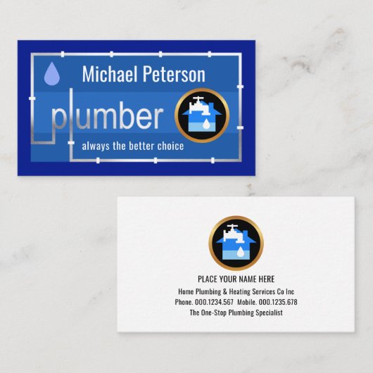 Silver Leaking Water Pipes Plumber Visitenkarte (Vorne/Hinten)