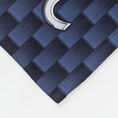 Silver Leo Symbol auf Navy Blue Carbon Fibre Print Fleecedecke (Ecke)
