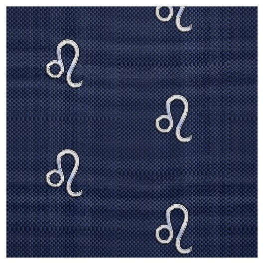 Silver Leo Symbol auf Navy Blue Carbon Fibre Print Stoff (Muster)