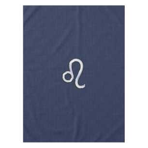 Silver Leo Symbol auf Navy Blue Carbon Fibre Print Tischdecke