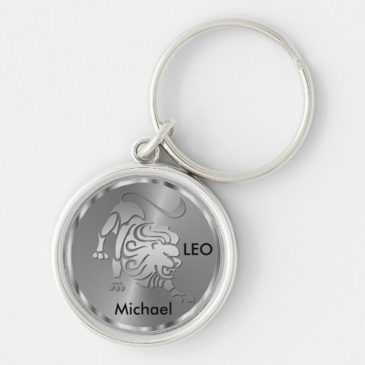 Silver Leo ♌ the Lion - Zodiac-Zeichen Schlüsselanhänger (Vorne)