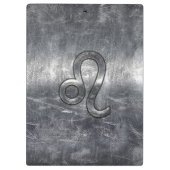 Silver Leo Zodiac Sign in Grunge Distressed Style Klemmbrett (Rückseite)