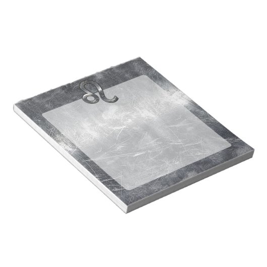 Silver Leo Zodiac Sign in Grunge Distressed Style Notizblock (angewinkelt)