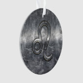 Silver Leo Zodiac Sign in Grunge Distressed Style Ornament (Vorderseite)