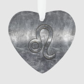 Silver Leo Zodiac Sign in Grunge Distressed Style Ornament (Vorderseite)