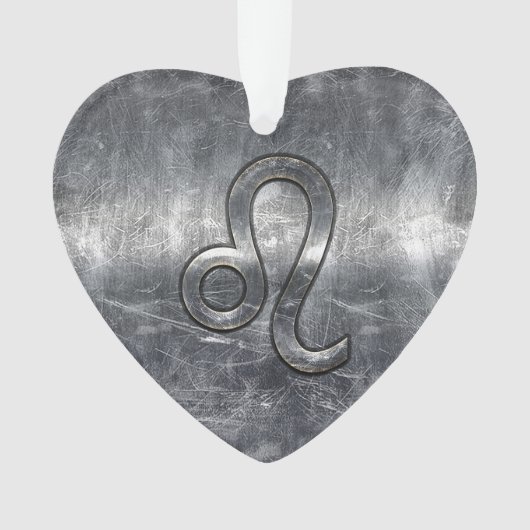 Silver Leo Zodiac Sign in Grunge Distressed Style Ornament (Vorderseite)