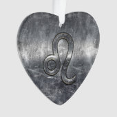 Silver Leo Zodiac Sign in Grunge Distressed Style Ornament (Vorderseite)