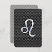 Silver Leo Zodiac Symbol auf Carbon Fibre Print (Vorne/Hinten)