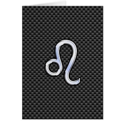Silver Leo Zodiac Symbol auf Carbon Fibre Print (Vorne)