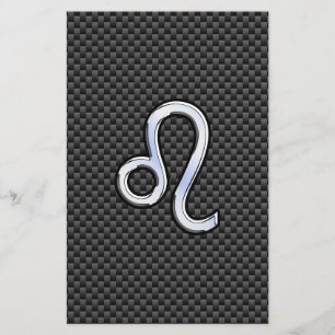 Silver Leo Zodiac Symbol auf Carbon Fibre Print Briefpapier