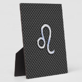 Silver Leo Zodiac Symbol auf Carbon Fibre Print Fotoplatte (Seite)