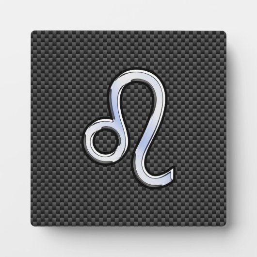 Silver Leo Zodiac Symbol auf Carbon Fibre Print Fotoplatte (Vorderseite)