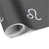 Silver Leo Zodiac Symbol auf Carbon Fibre Print Geschenkpapier (Rolleneckpunkt)