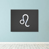 Silver Leo Zodiac Symbol auf Carbon Fibre Print Leinwanddruck (Insitu (Holzboden))
