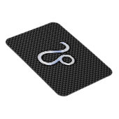 Silver Leo Zodiac Symbol auf Carbon Fibre Print Magnet (Rechte Seite)