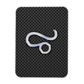 Silver Leo Zodiac Symbol auf Carbon Fibre Print Magnet (Vertikal)
