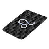 Silver Leo Zodiac Symbol auf Carbon Fibre Print Magnet (Linke Seite)