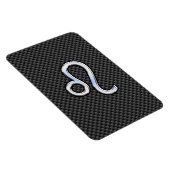 Silver Leo Zodiac Symbol auf Carbon Fibre Print Magnet (Rechte Seite)