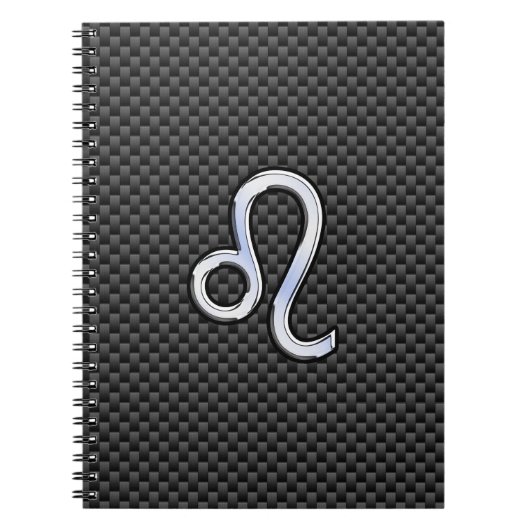 Silver Leo Zodiac Symbol auf Carbon Fibre Print Notizblock (Vorderseite)