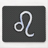 Silver Leo Zodiac Symbol Kohlefaser Mousepad (Vorne)