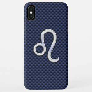 Silver Leo Zodiac Symbol Navy Carbon Fibre Print Case-Mate iPhone Hülle