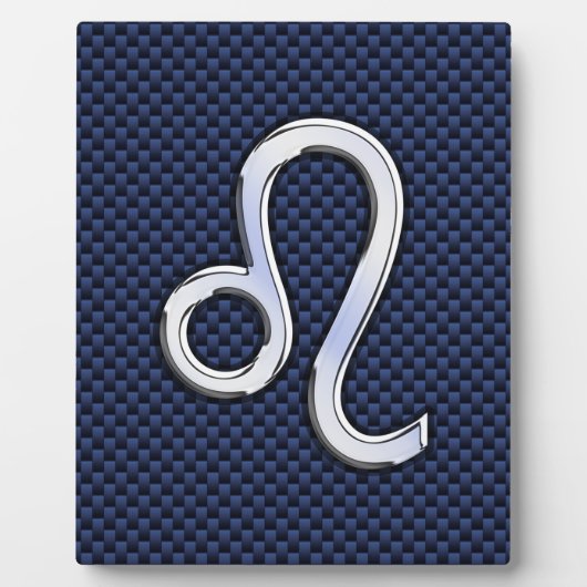 Silver Leo Zodiac Symbol Navy Carbon Fibre Print Fotoplatte (Vorderseite)