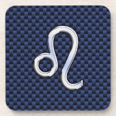 Silver Leo Zodiac Symbol Navy Carbon Fibre Print Getränkeuntersetzer (Vorderseite)