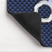 Silver Leo Zodiac Symbol Navy Carbon Fibre Print Mousepad (Ecke)