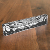 Silver Leopard Cheetah Trendy Glam Personalisiert Namensplakette (Seite)