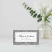 Silver Leopard Glitzer Business Card Visitenkarte (Stehend Vorderseite)
