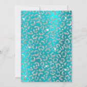 Silver Leopard Glitzer Türkis Blue Geburtstag Einladung (Rückseite)