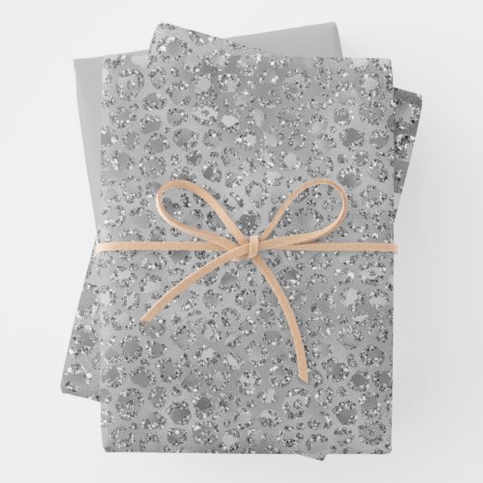 Silver Leopard Gray Meow Kitty Cat Geschenkpapier Set (Beispiel)