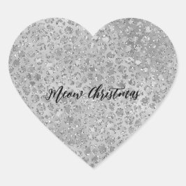 Silver Leopard Gray Meow Kitty Cat Herz-Aufkleber