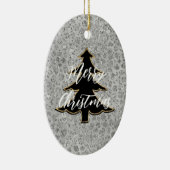 Silver Leopard Gray Meow Kitty Cat Keramik Ornament (Rechts)