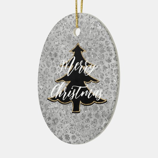 Silver Leopard Gray Meow Kitty Cat Keramik Ornament (Links)