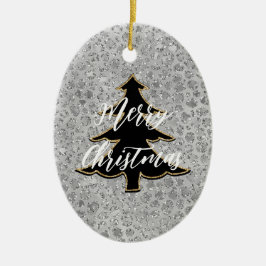 Silver Leopard Gray Meow Kitty Cat Keramik Ornament