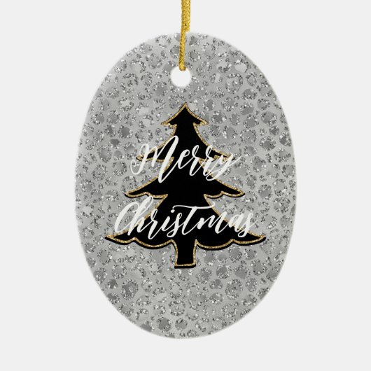 Silver Leopard Gray Meow Kitty Cat Keramik Ornament (Vorne)