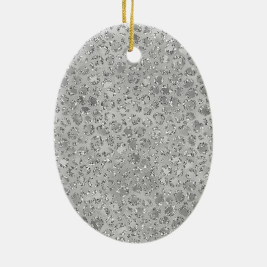 Silver Leopard Gray Meow Kitty Cat Keramik Ornament (Hinten)