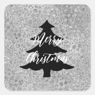 Silver Leopard Gray Meow Kitty Cat Quadratischer Aufkleber