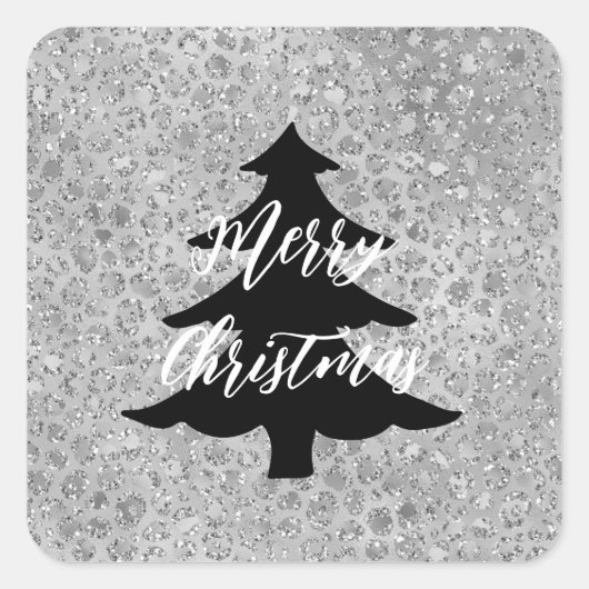 Silver Leopard Gray Meow Kitty Cat Quadratischer Aufkleber (Vorderseite)