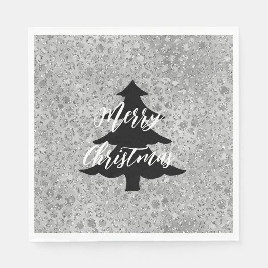 Silver Leopard Gray Meow Kitty Cat Serviette (Vorderseite)