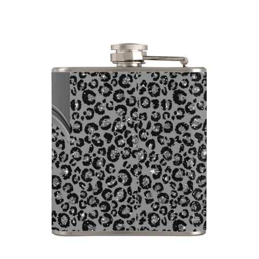 Silver Leopard Handgeschriebener Name Metal Flachmann (Rückseite)