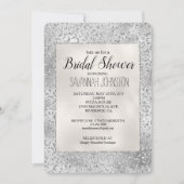 Silver Leopard Print Luxe Glitzer Bridal Einladung (Vorderseite)