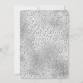 Silver Leopard Print Luxe Glitzer Einladung (Rückseite)