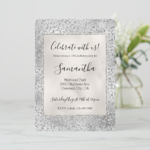 Silver Leopard Print Luxe Glitzer Einladung