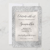 Silver Leopard Print Luxe Glitzer Einladung (Vorderseite)