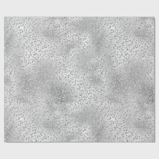 Silver Leopard Print Luxe Glitzer Geschenkpapier (Flach)